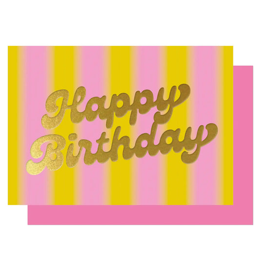 Happy birthday yellow and pink card