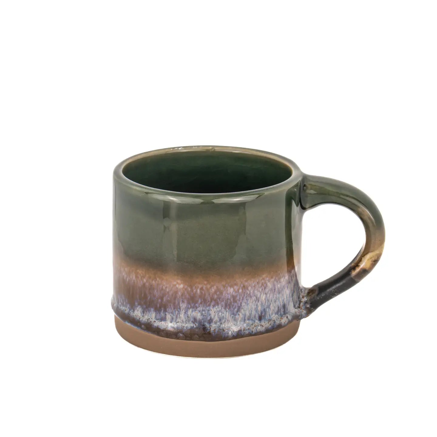 Stoneware mug - glazed olive and brown