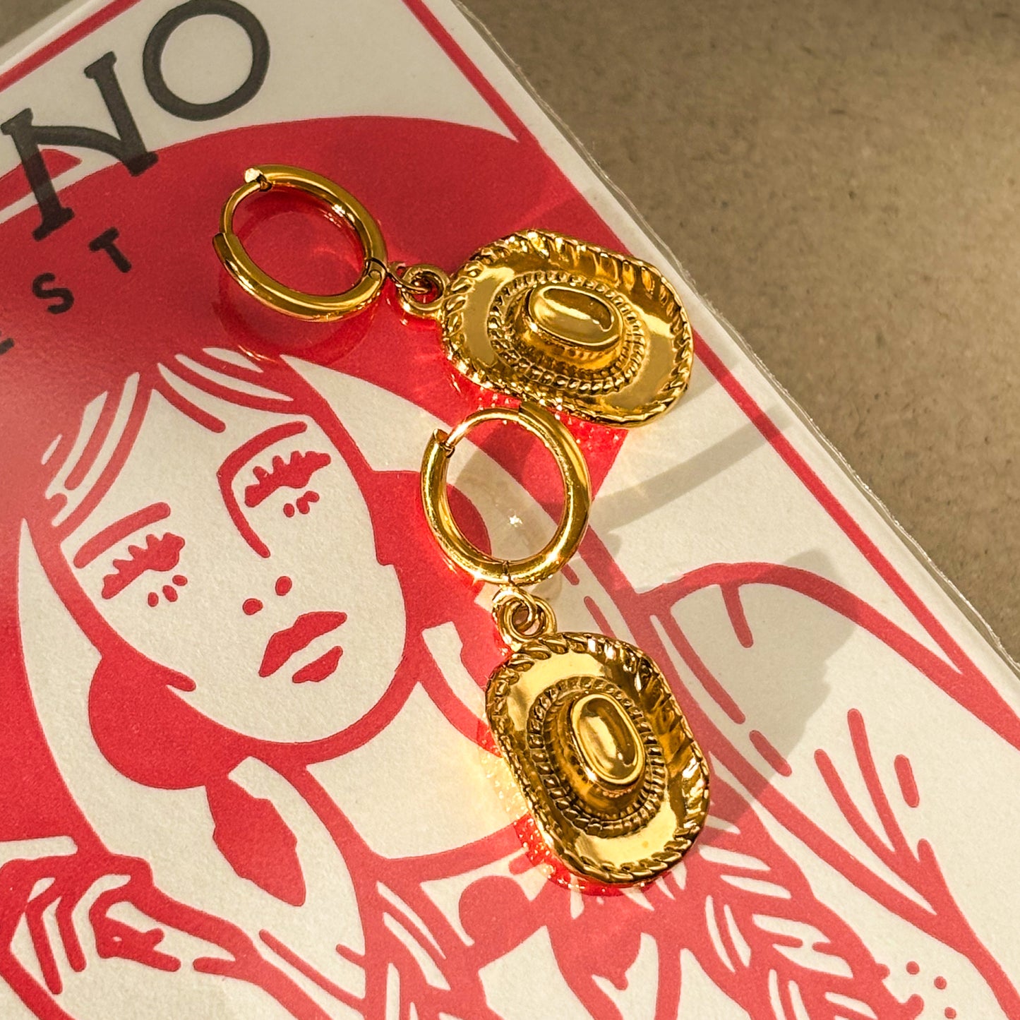 Cowboy hat huggie hoops