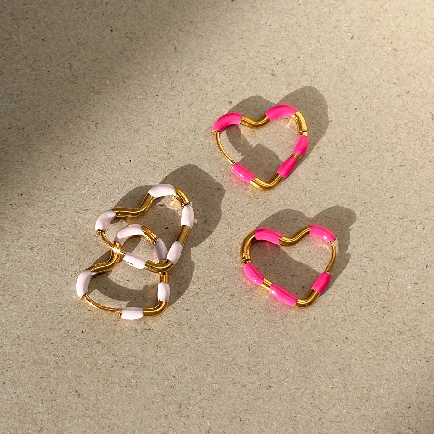 Enamel heart earrings