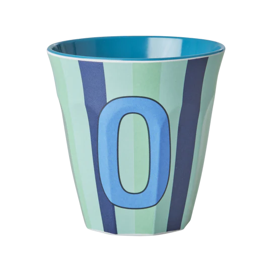 Stripy alphabet melamine cups