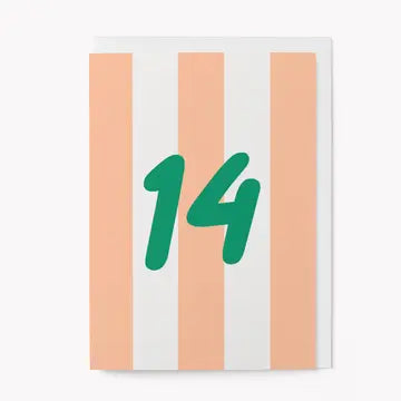 Stripy number birthday cards 11-18