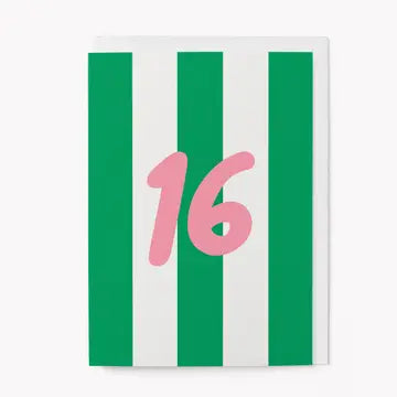Stripy number birthday cards 11-18