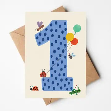 Bold number age birthday cards 1-9