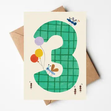 Bold number age birthday cards 1-9