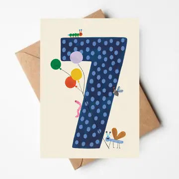 Bold number age birthday cards 1-9