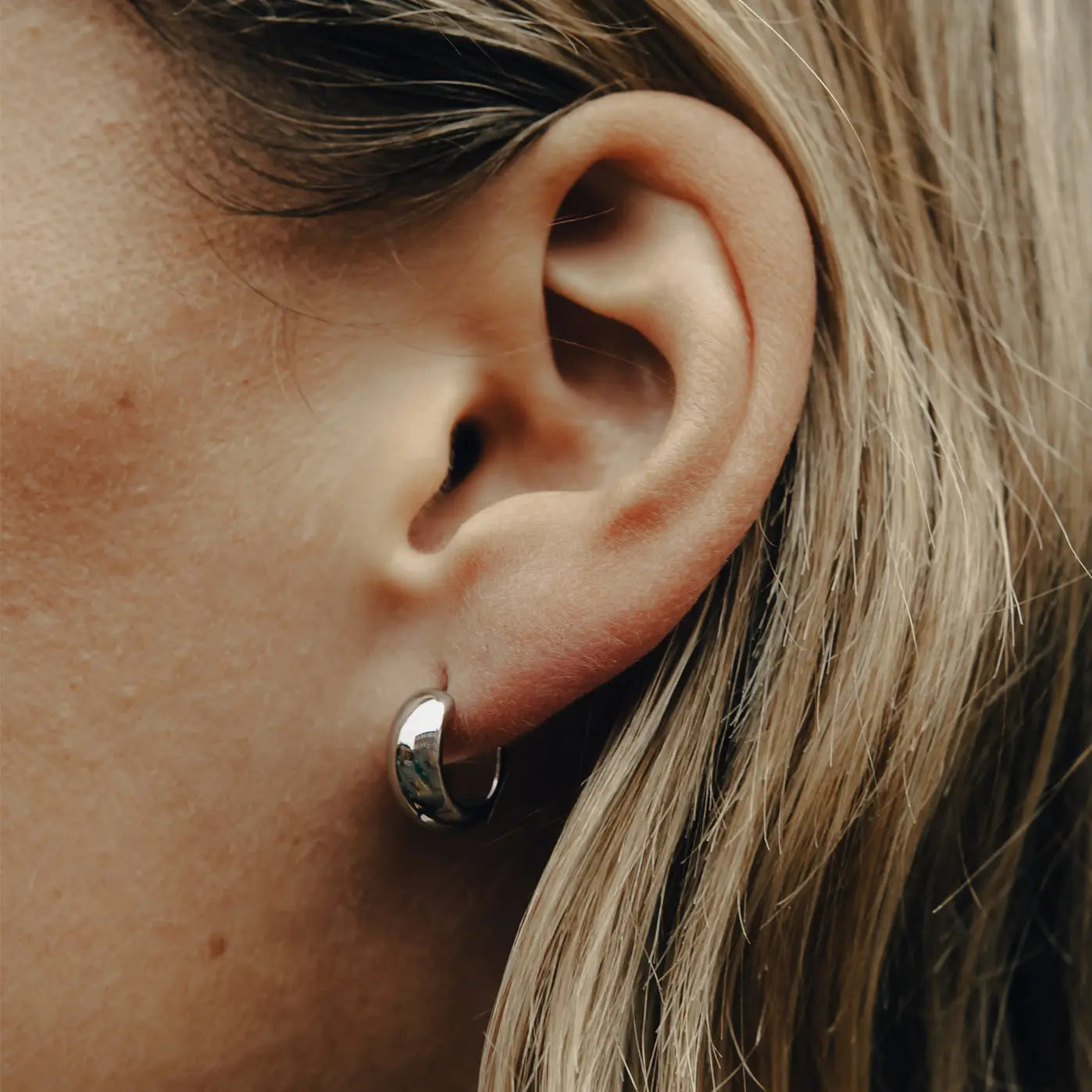 Silver leverback bold hoops - small
