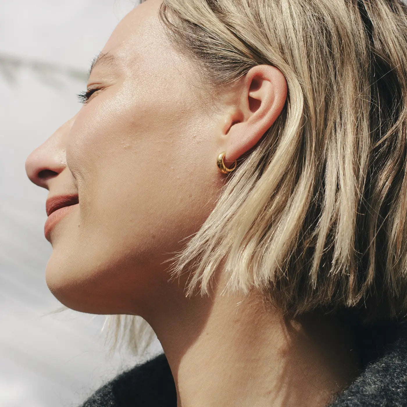 Gold leverback bold hoops - small