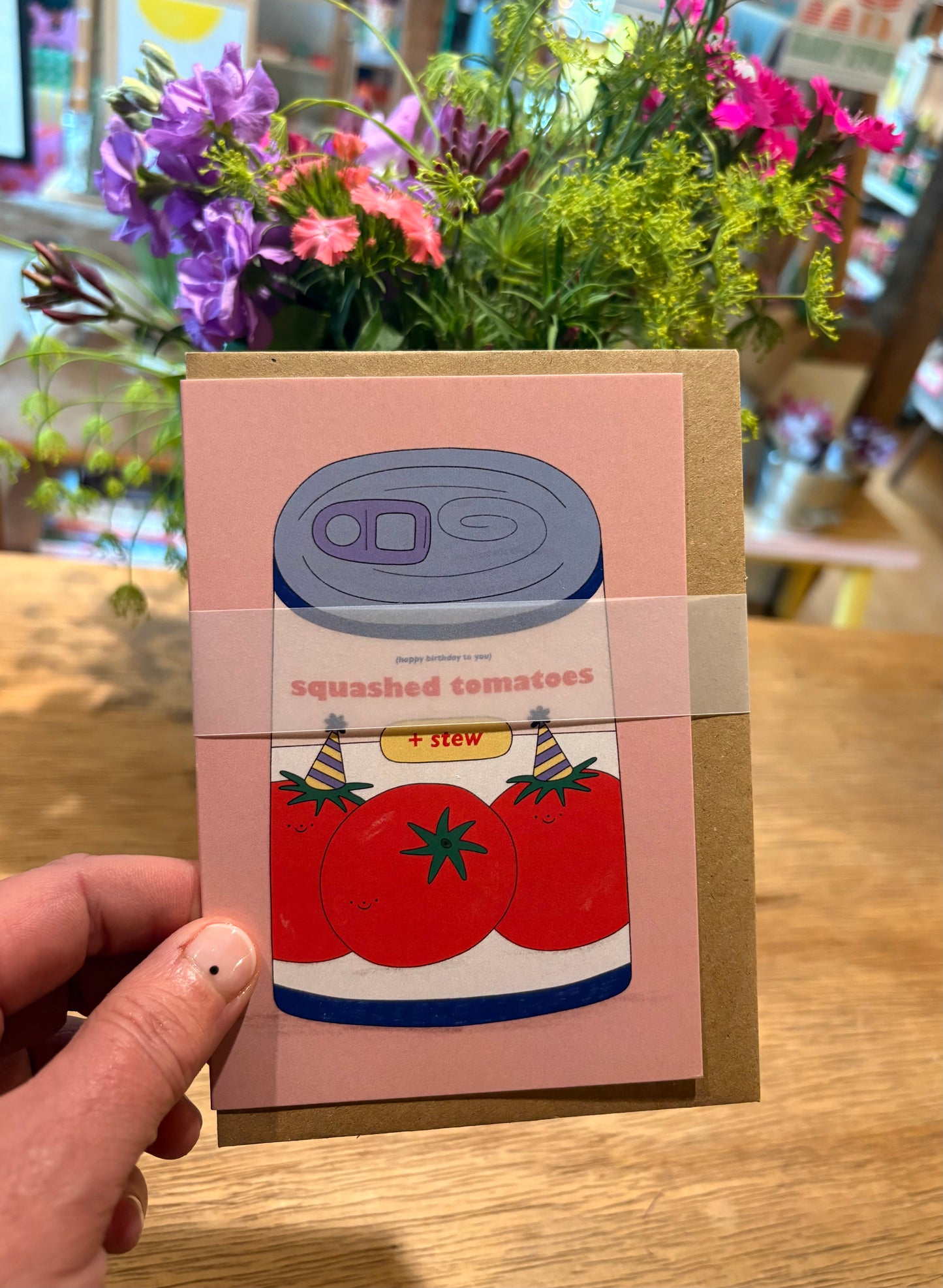 Squashed tomatoes card