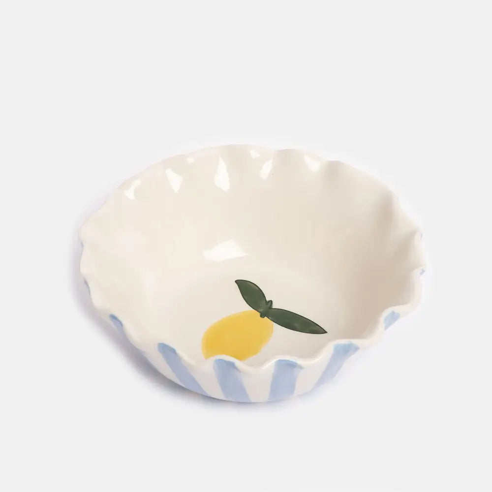 Blue stripy lemon bowl