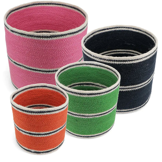 Round jute storage baskets