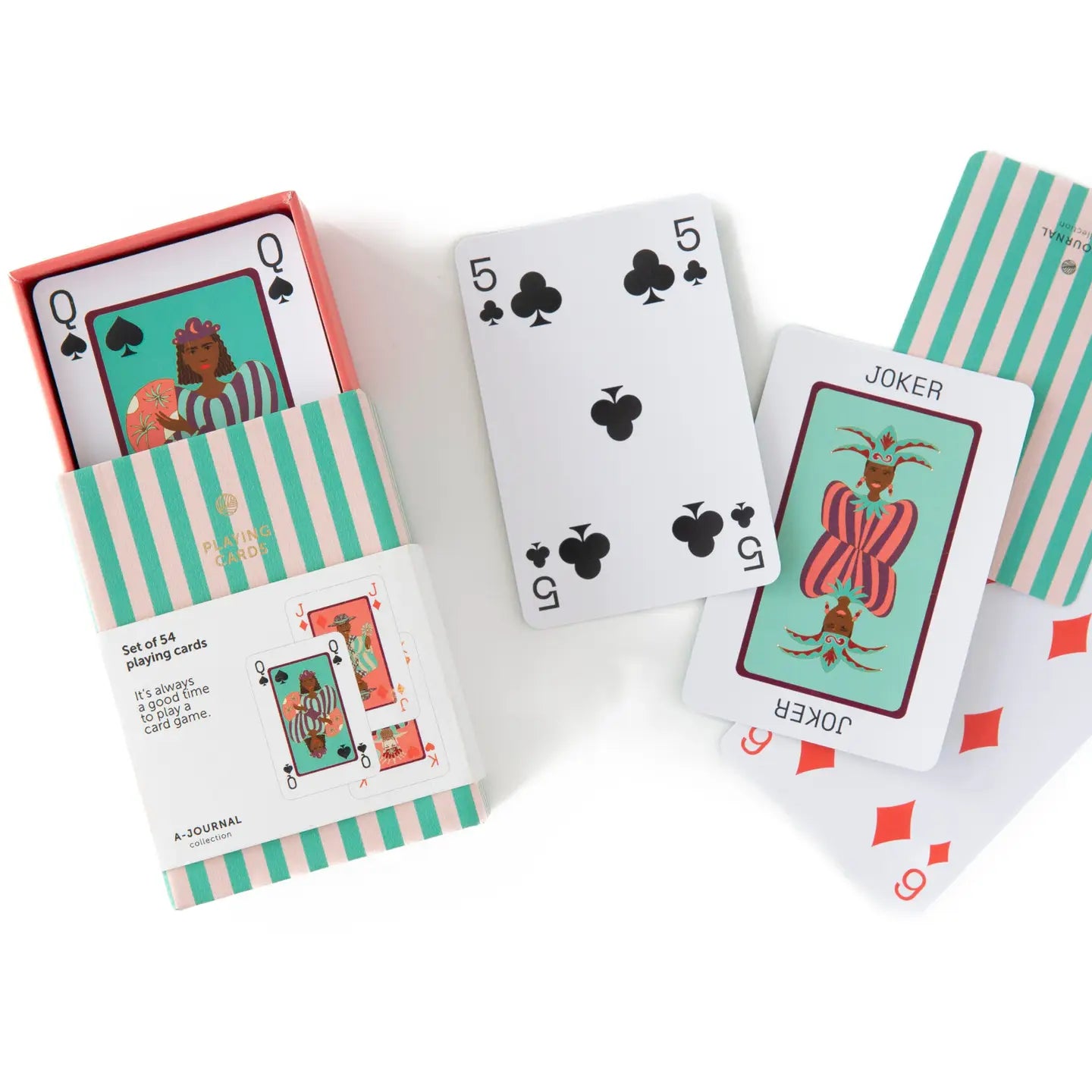 Stripy box of playing cards A-journal