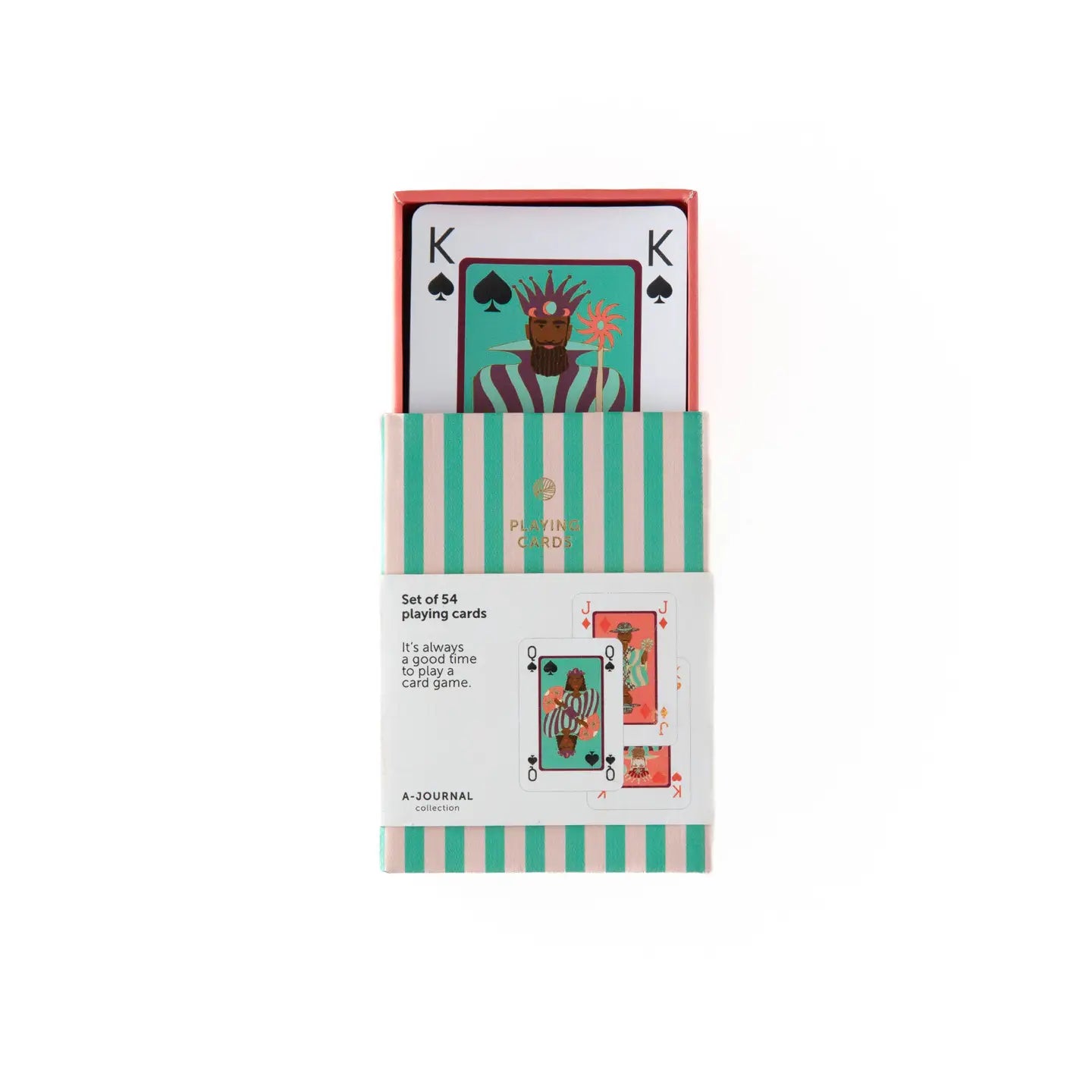 Stripy box of playing cards A-journal