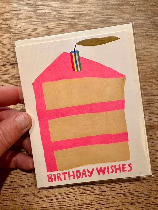 Piece of cake stripy candle card
