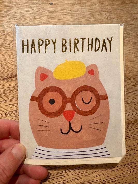 Winking cat birthday card