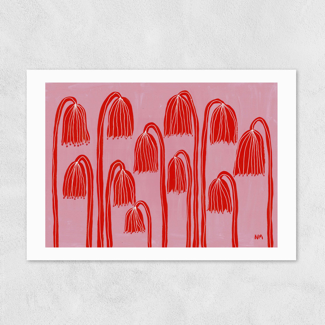 Red flowers landscape A3 print