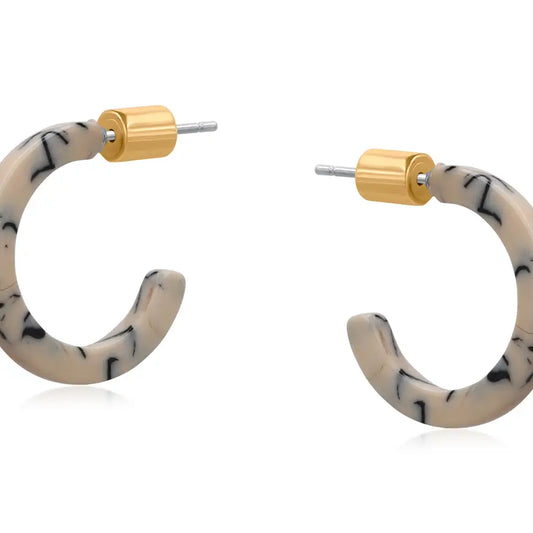 Petite resin hoops - cream and black Sunny