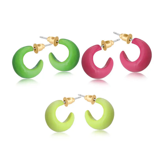 3 pairs of little neon hoops - Severine