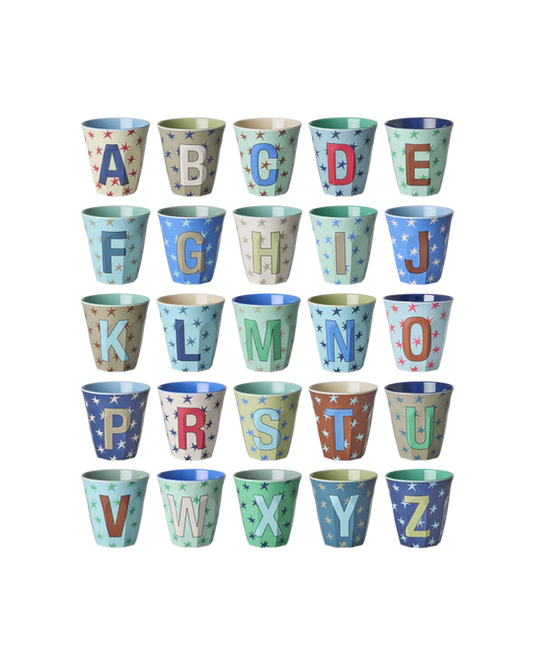 Starry alphabet melamine cup