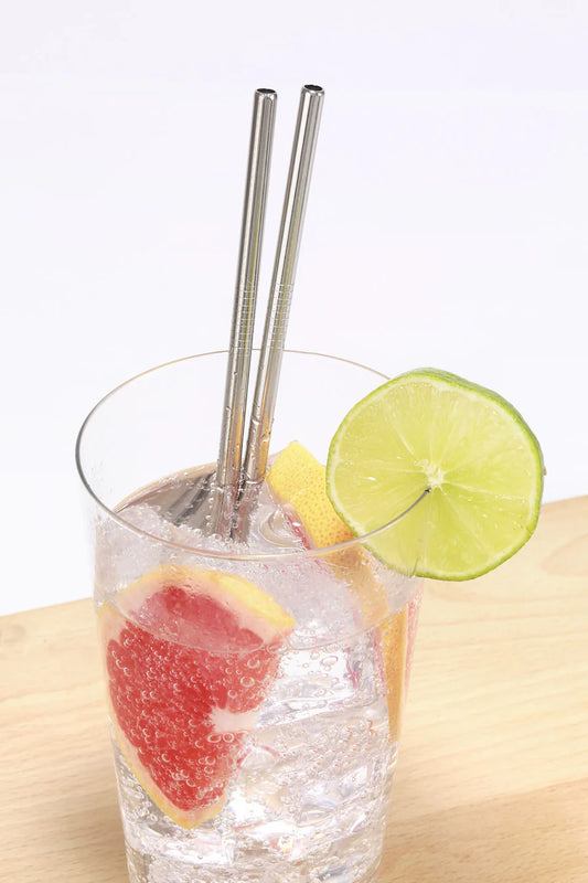 Set of 10 stainless steel straws