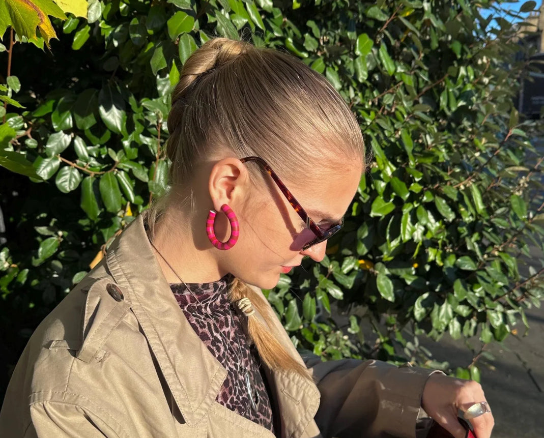 Stripy clay hoops - Kalei