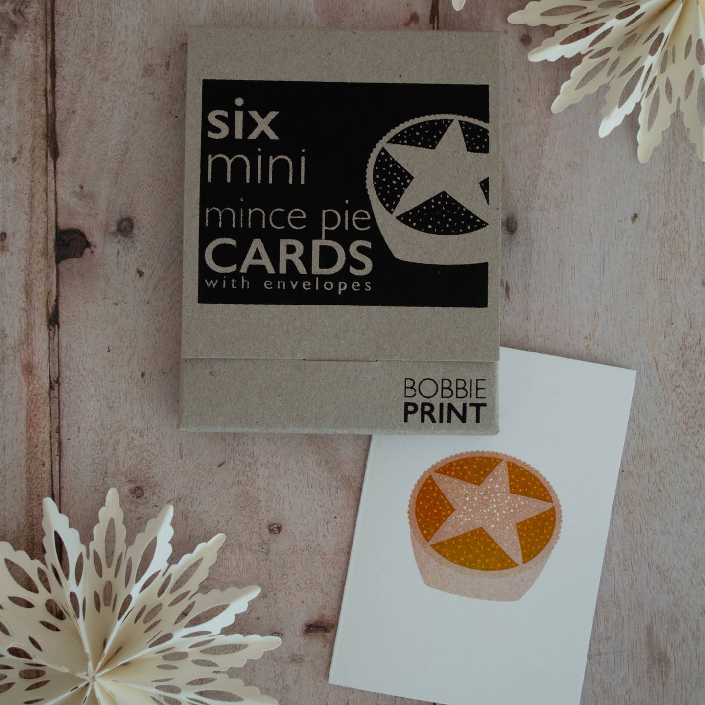Set of 6 mini mince pie cards
