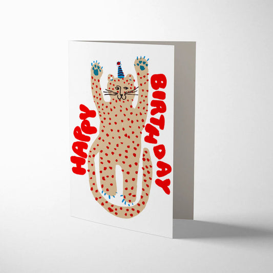 Party cheetah birthday card