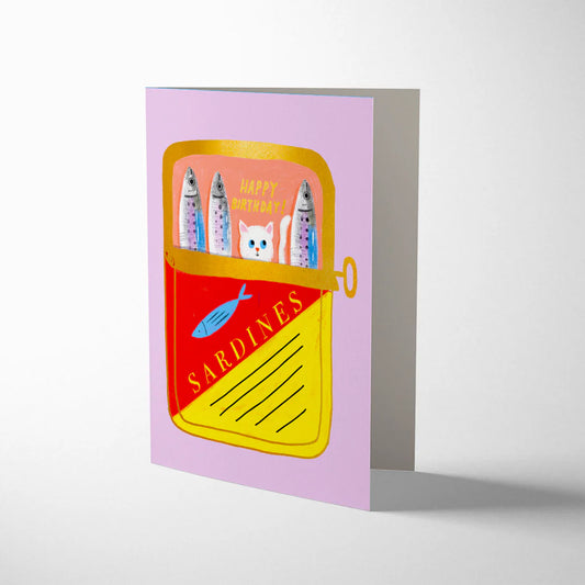 Tinned sardines birthday card