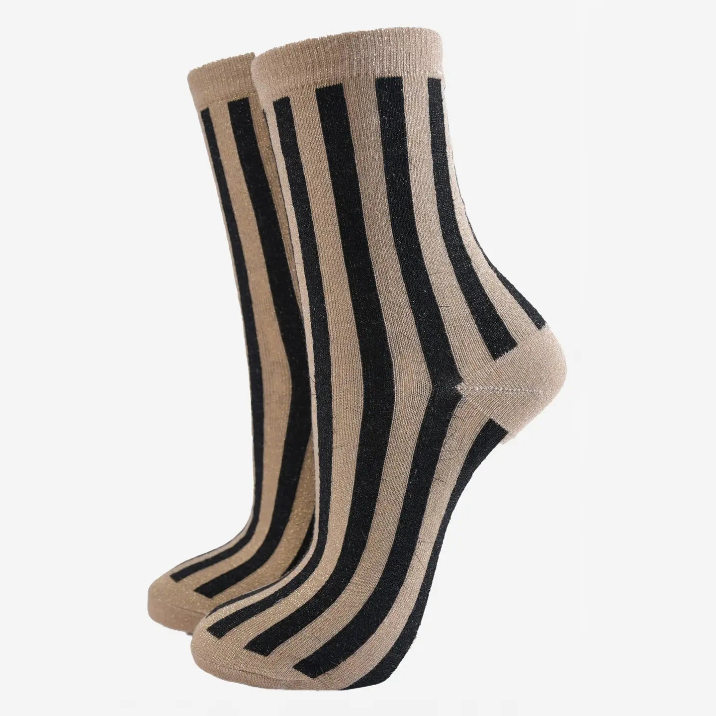 Vertical stripe sparkly socks