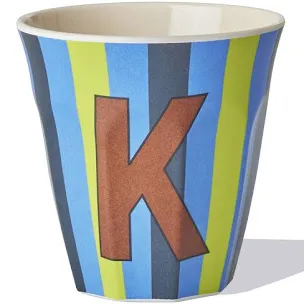 Stripy alphabet melamine cups