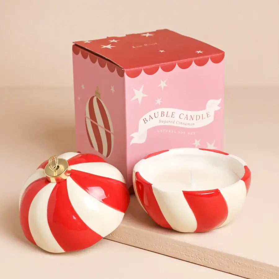 Candy stripe ceramic scented candle bauble