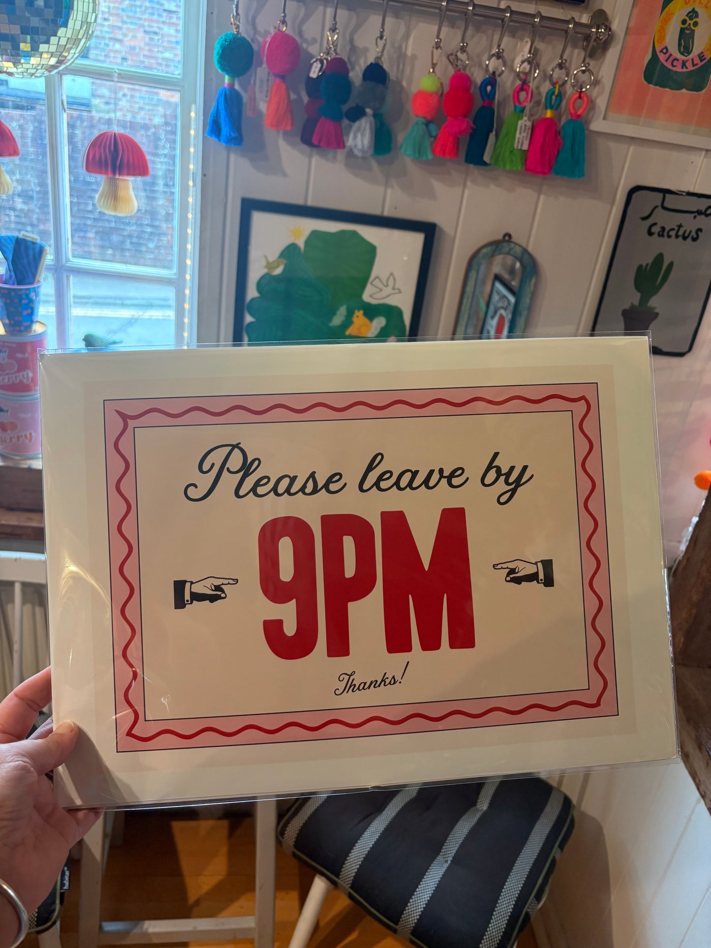 Please leave by 9pm A3 print