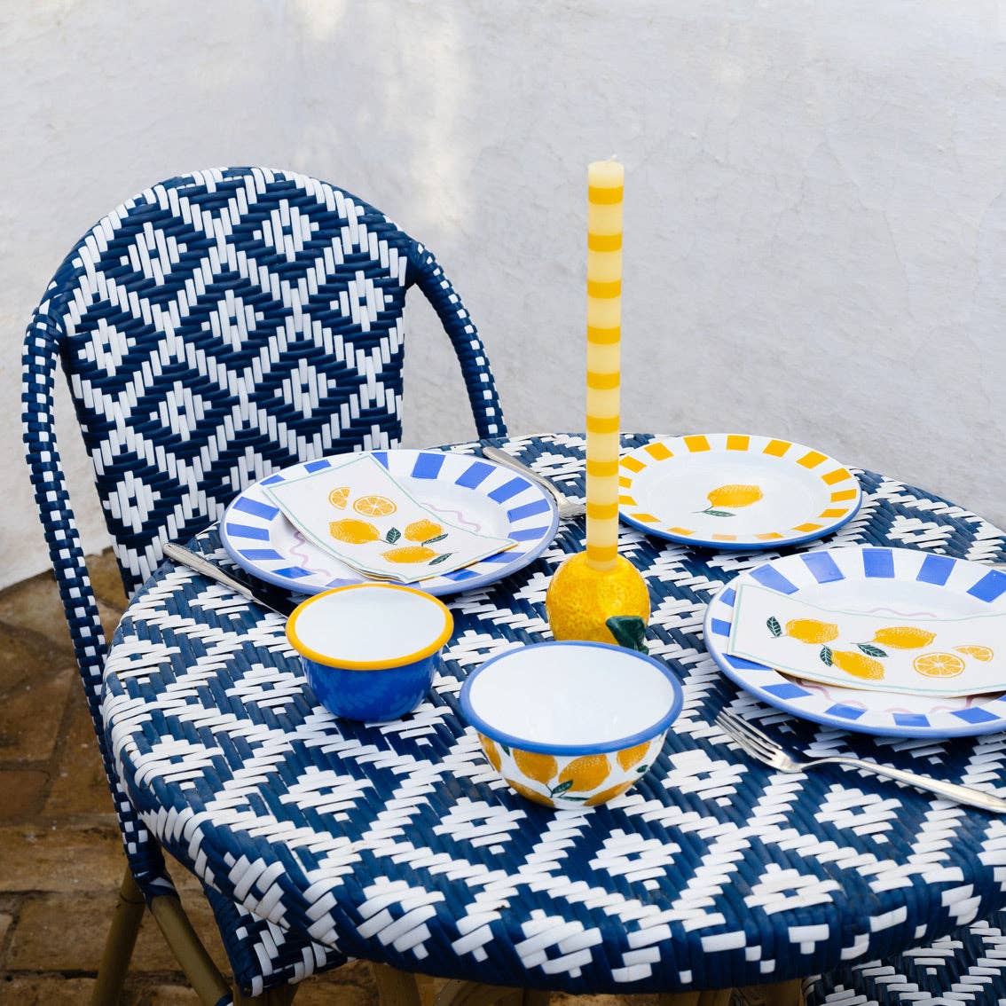 Stripy tall dinner candle