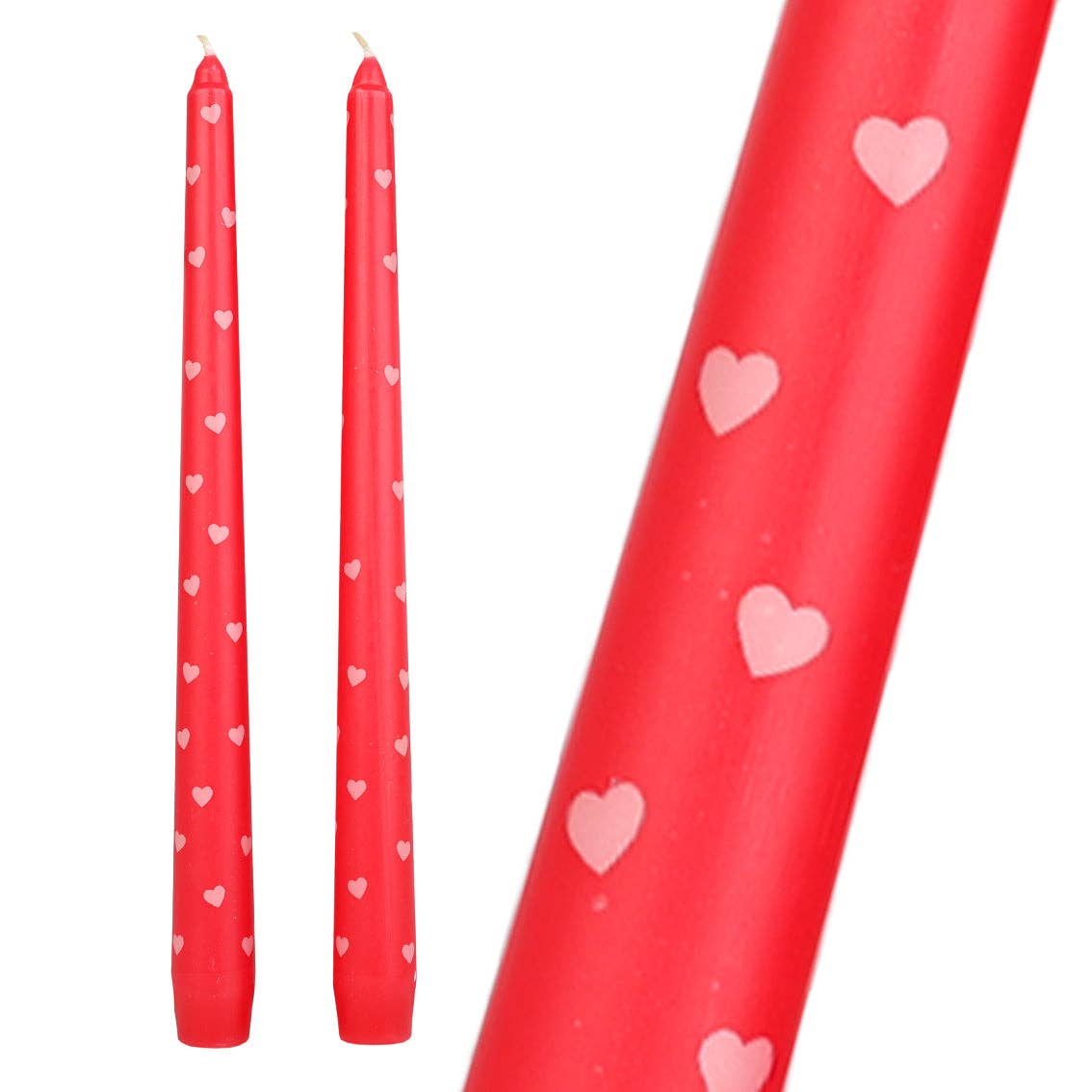 Pair of red heart candles