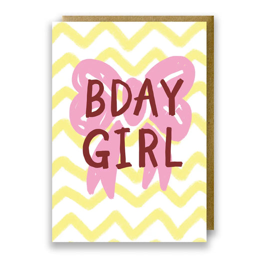 Birthday girl bow card