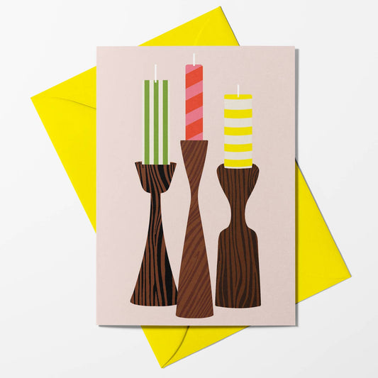 Striped candles birthday card