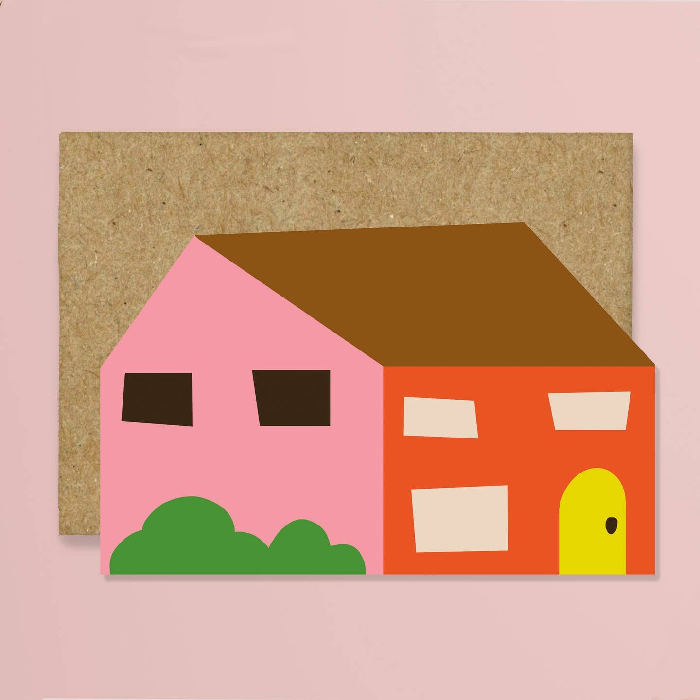 Plain wonky house greetings card
