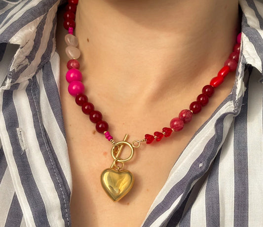 Sweetheart bead toggle necklace