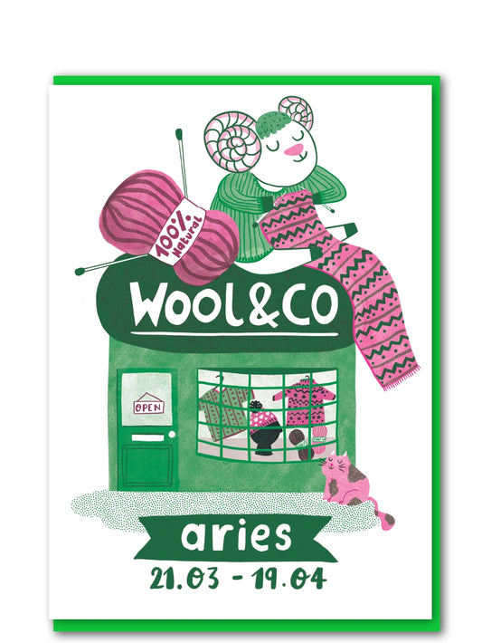 Aries wool shop card