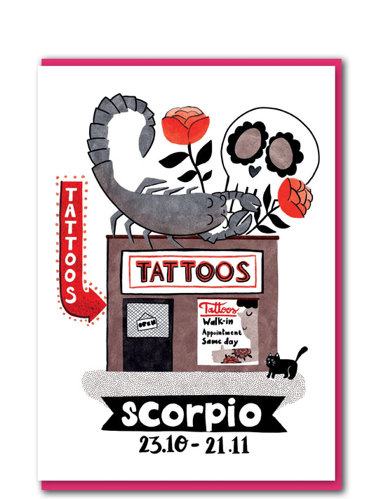 Scorpio tattoo shop card
