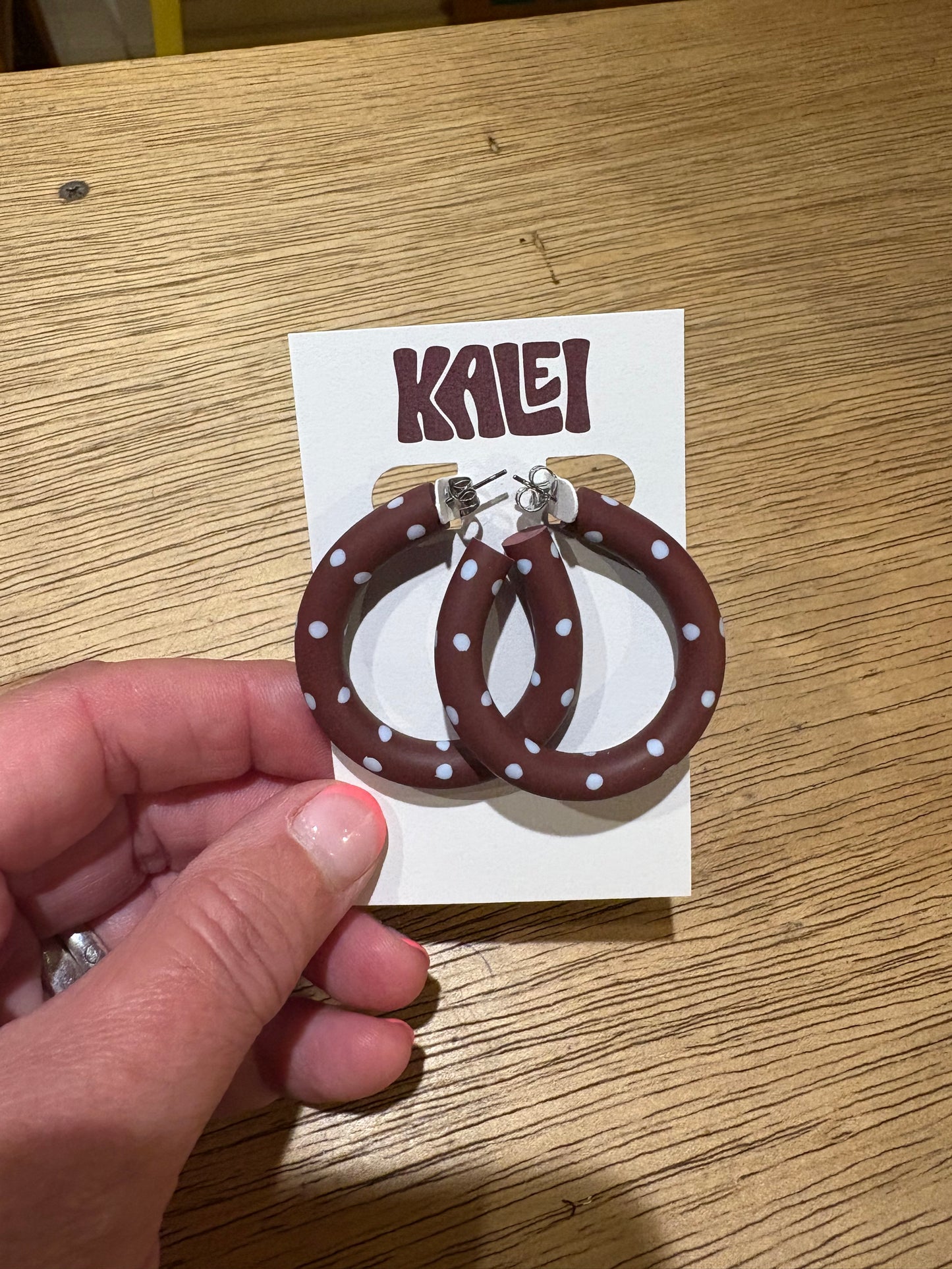 Large polka dot hoops - Kalei