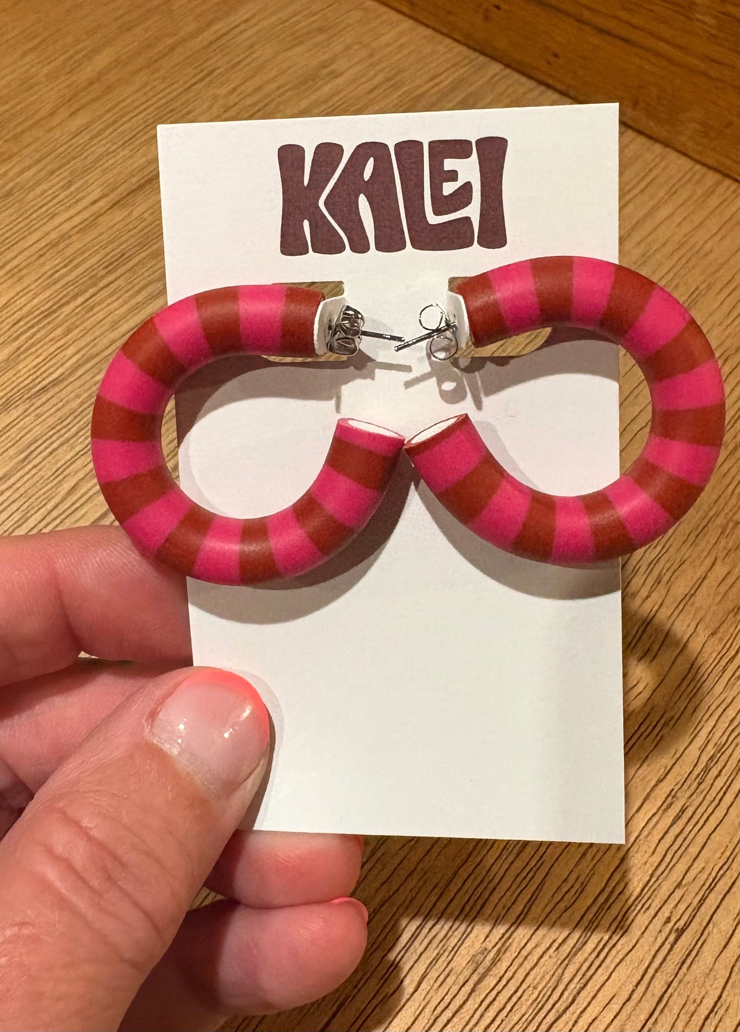 Stripy clay hoops - Kalei