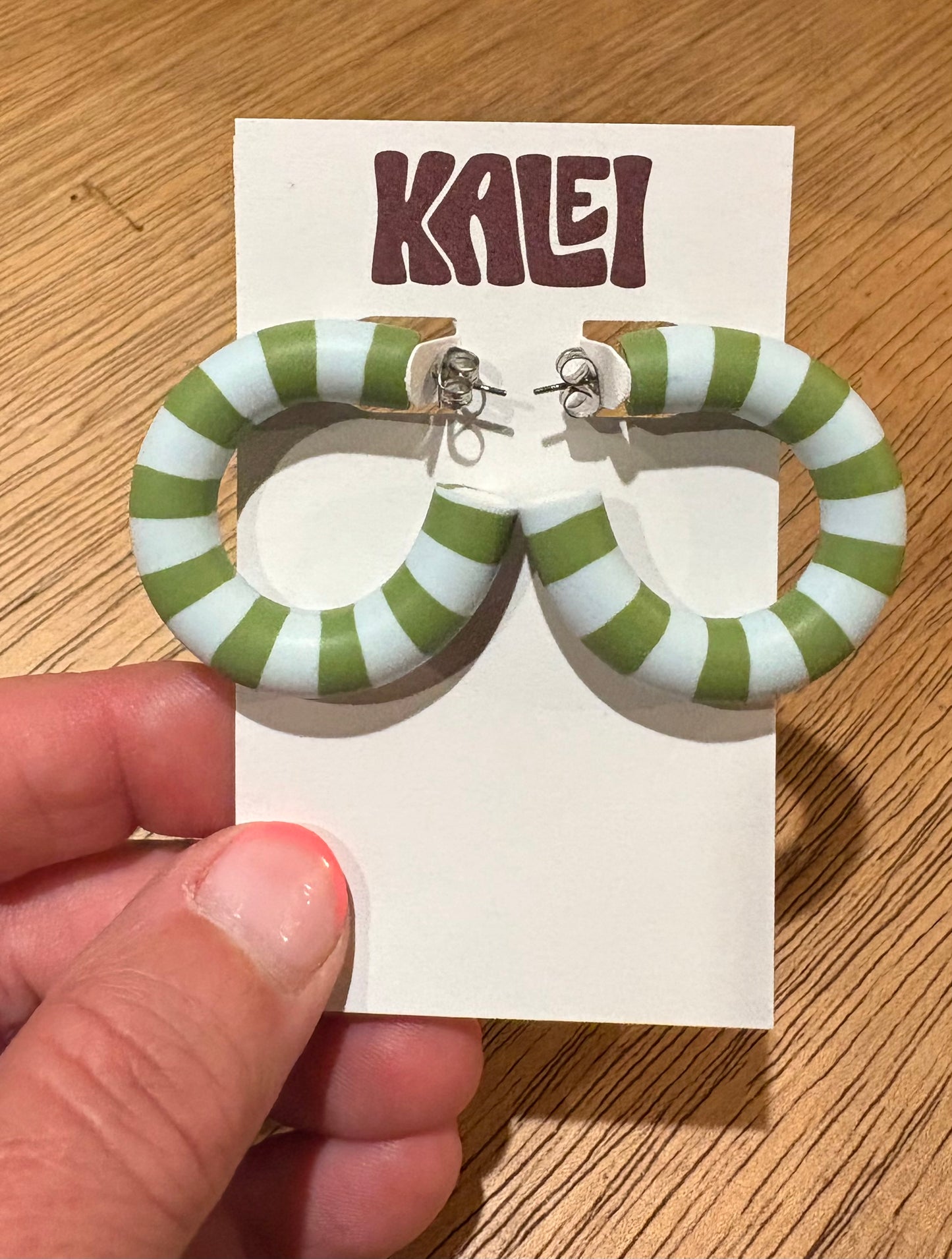 Stripy clay hoops - Kalei