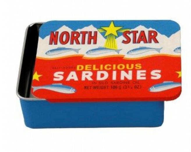 Fish metal tin push pull lid