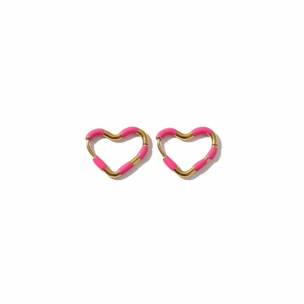 Enamel heart earrings