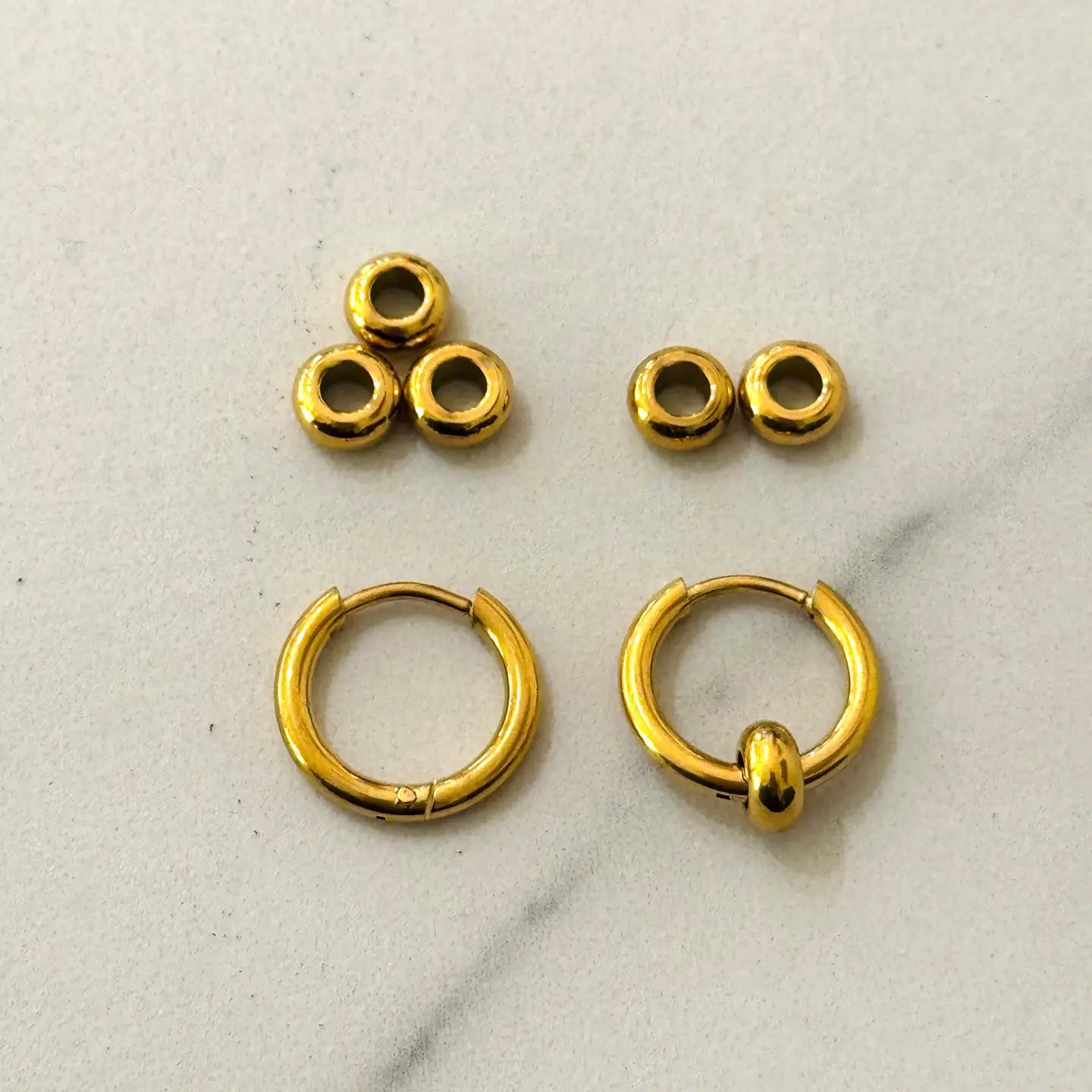 3 ball huggie hoop earrings