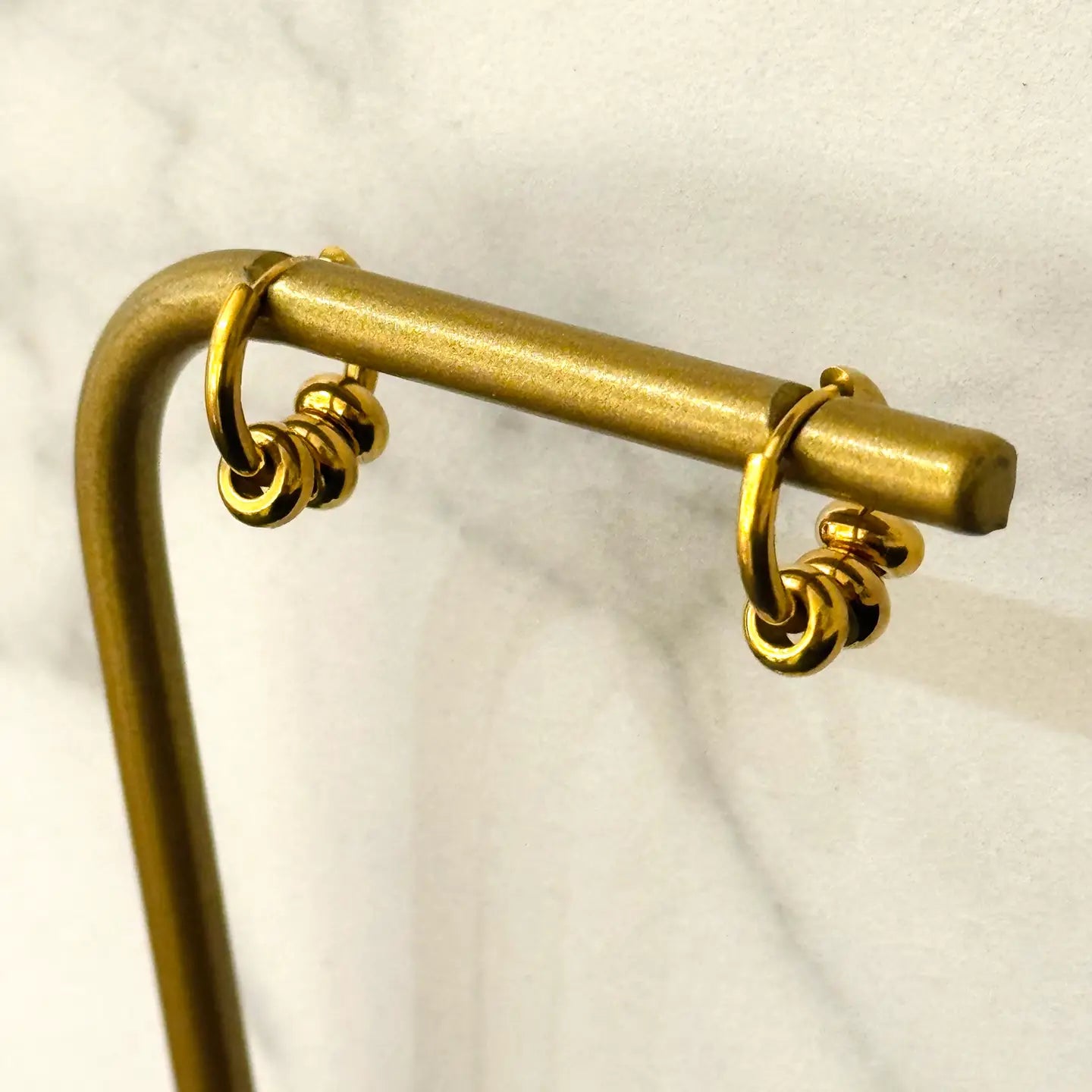 3 ball huggie hoop earrings