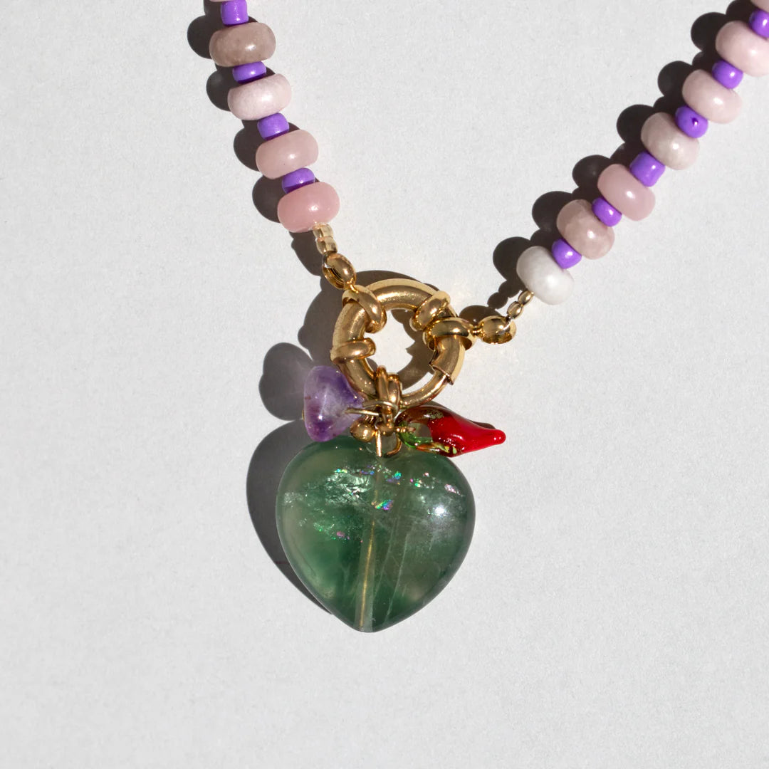 Pink and purple gemstone necklace