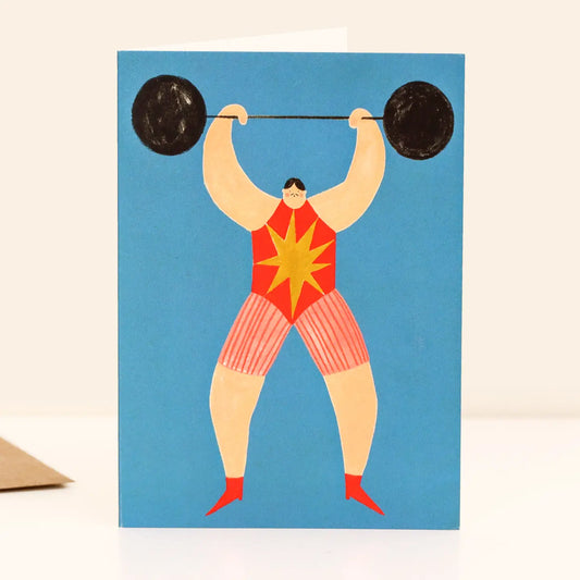 Strong man greetings card