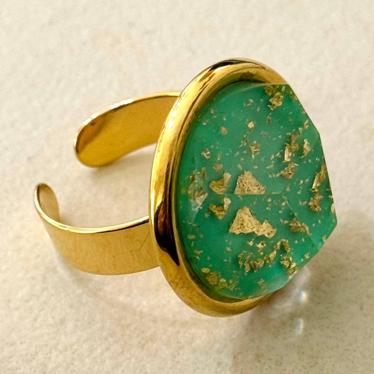 Aqua green adjustable ring
